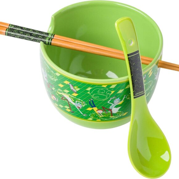 NEW Rick and Morty Ceramic Ramen Bowl With Chopsticks and Spoon Microwave Safe 2 - Picture 4 of 16